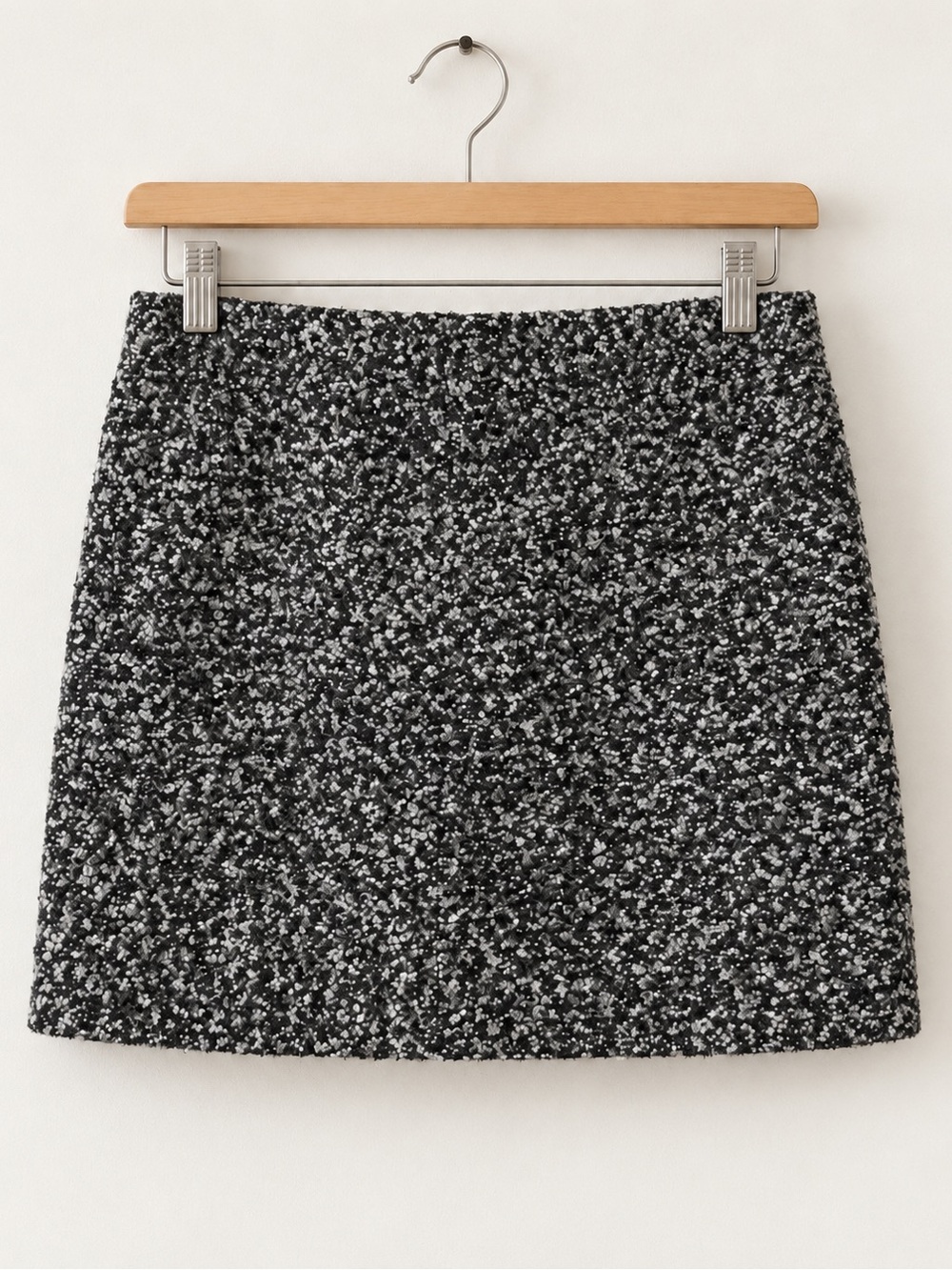Textured Black & White Bouclé Mini Skirt